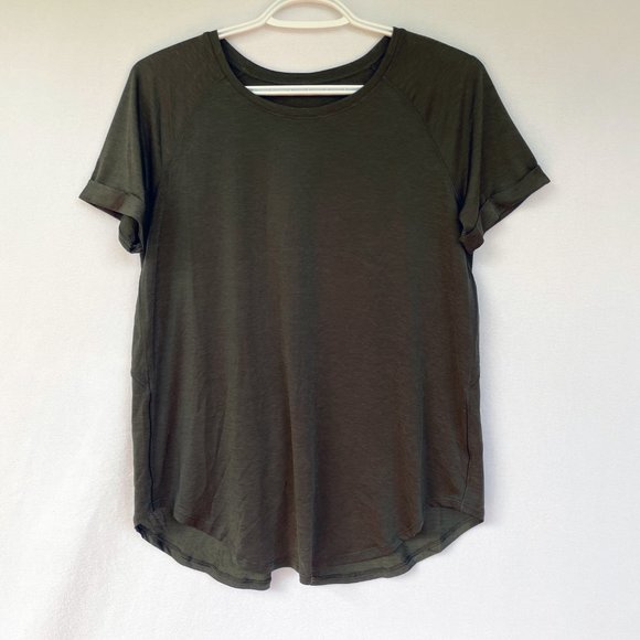 Lululemon Dark Olive Open Up Tie Back Tee size 4 - Picture 6 of 13